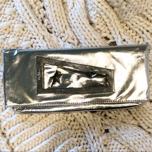Vintage Thierry Mugler Silver Clutch Foldover